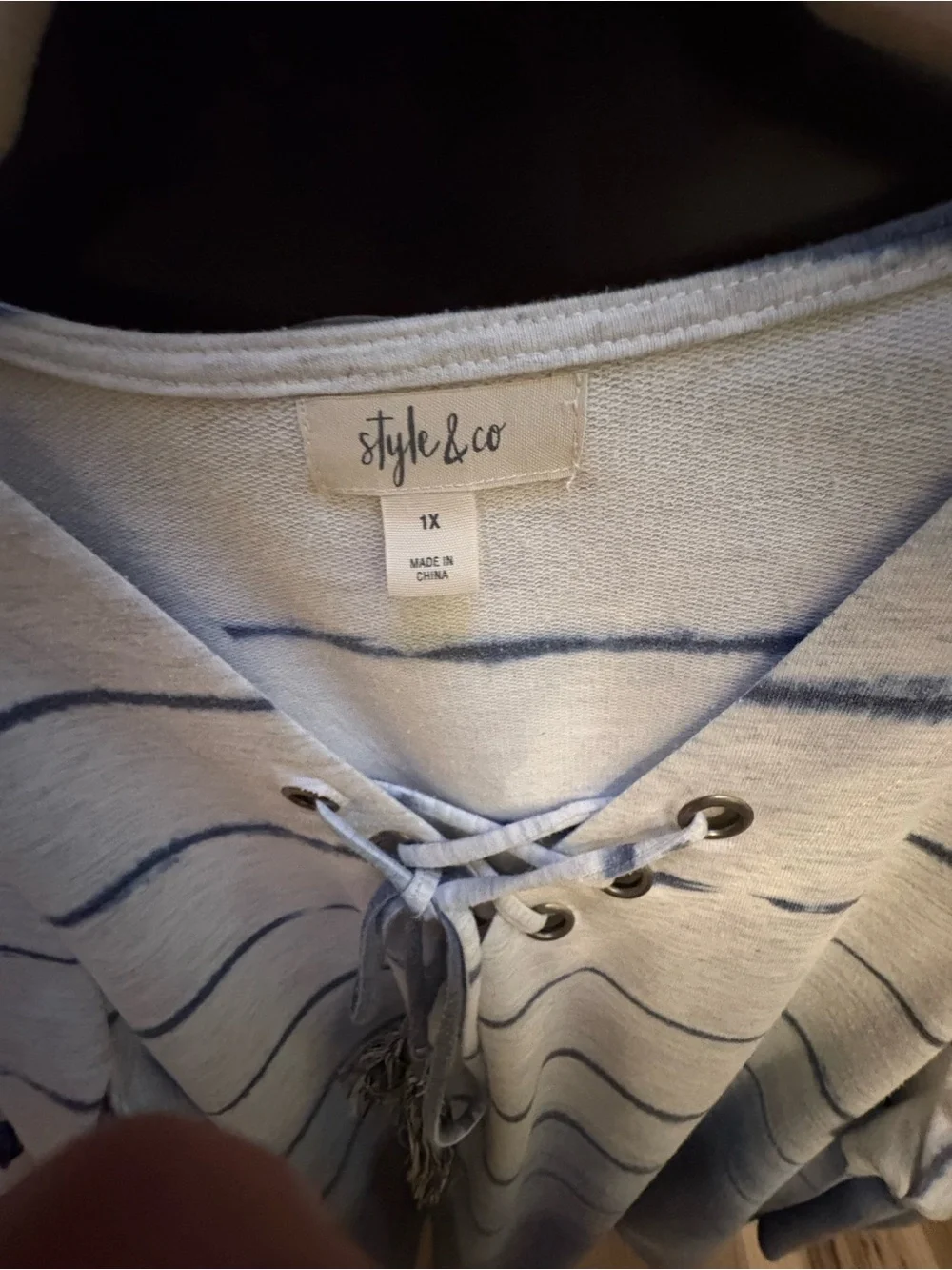 Blue Ombre Lace-Up Women's Top by Style & Co.
